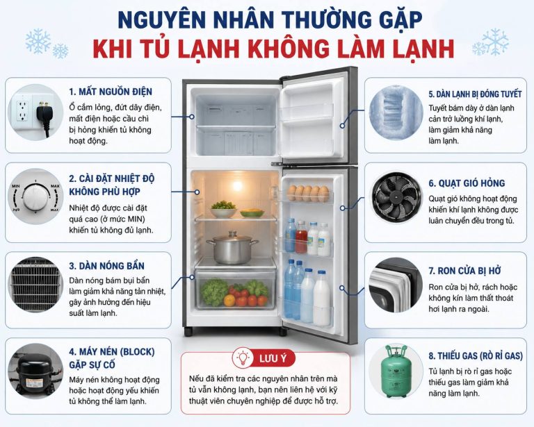 5 Nguyên Nhân Thường Gặp Khi Tủ Lạnh Không Làm Lạnh