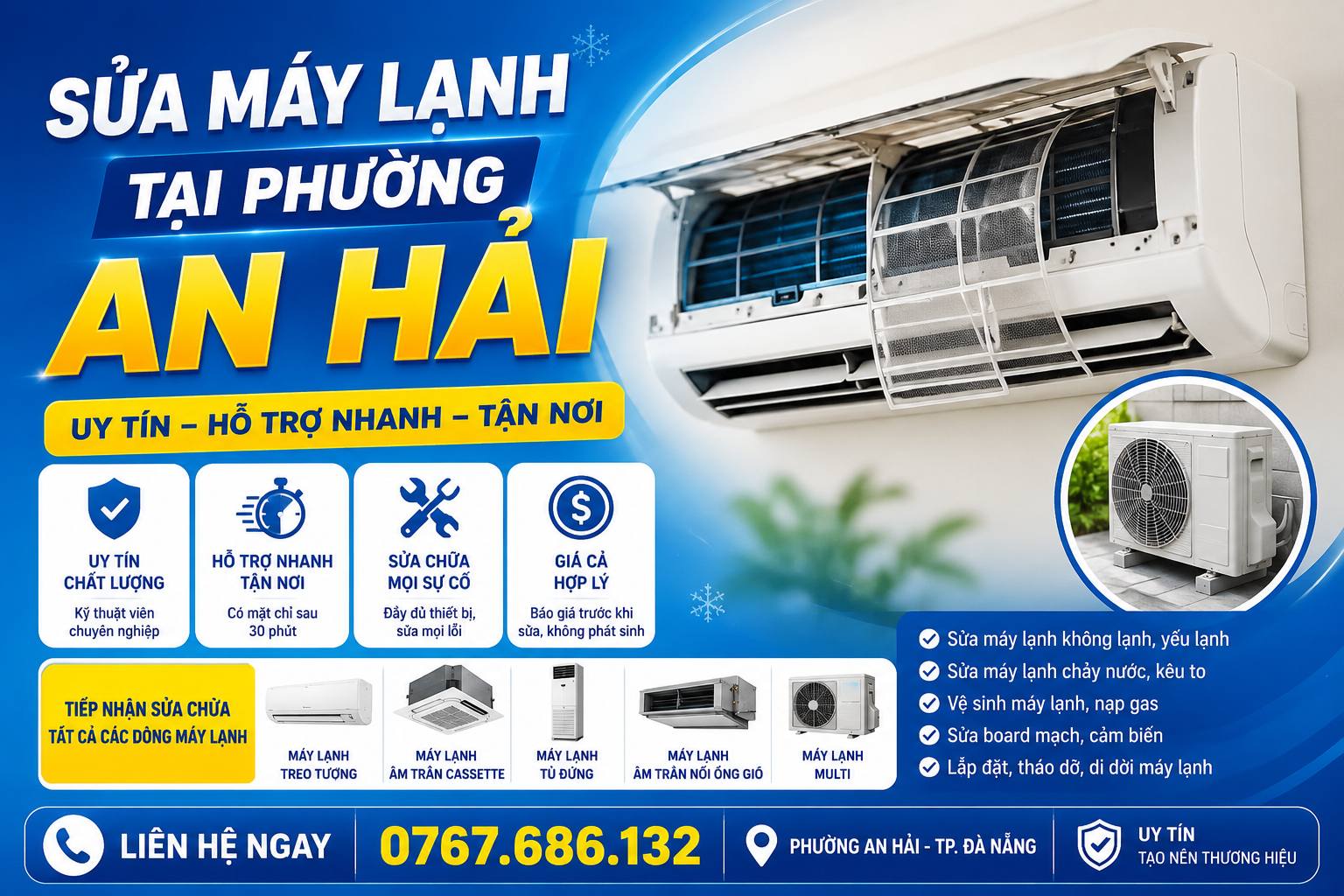 sửa máy lạnh tại an hải