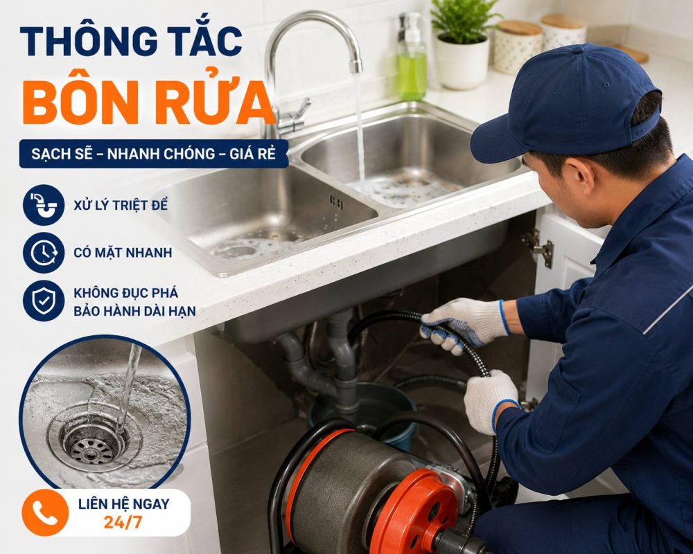 thông tắc bồn rửa