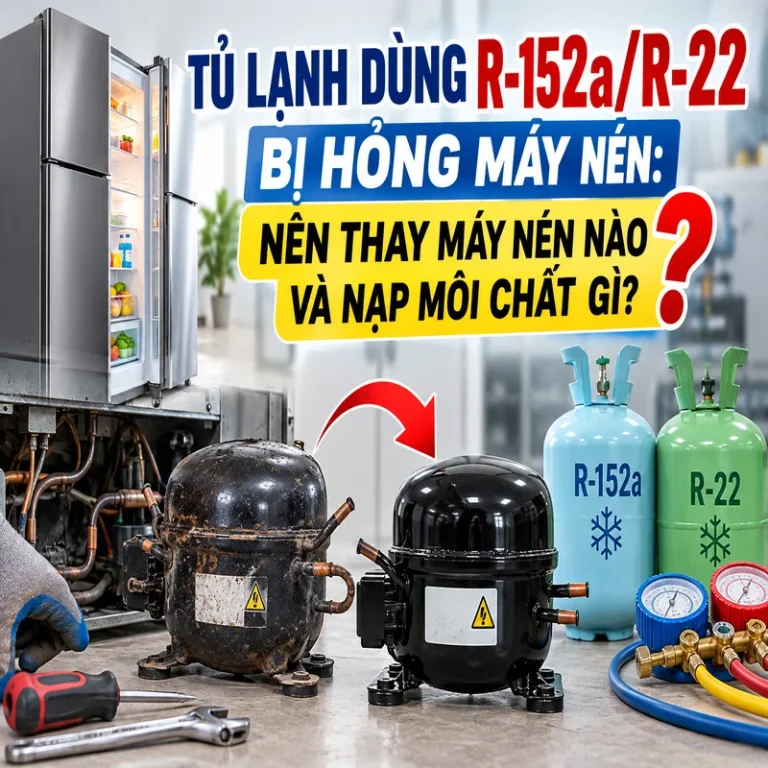Tủ lạnh dùng R-152a/R-22 bị hỏng máy nén: Nên thay máy nén nào và nạp môi chất gì?